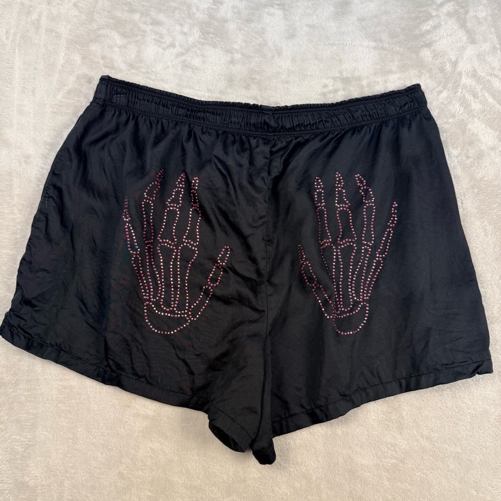 Victoria’s Secret PINK Y2K Rhinestone Skeleton Hands Sleep Shorts Size M - Picture 2 of 8